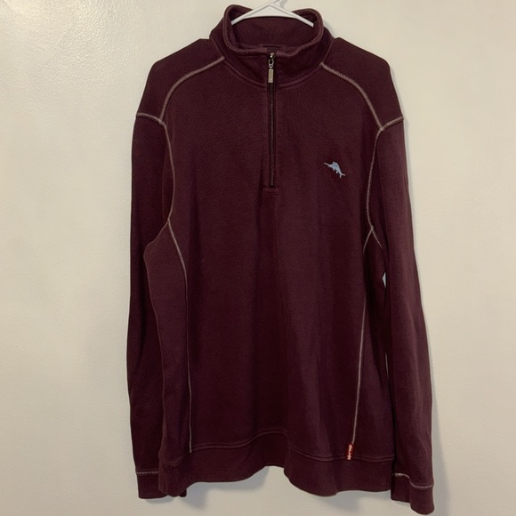 Tommy Bahama Burgundy Half Zip - Picture 3 of 4